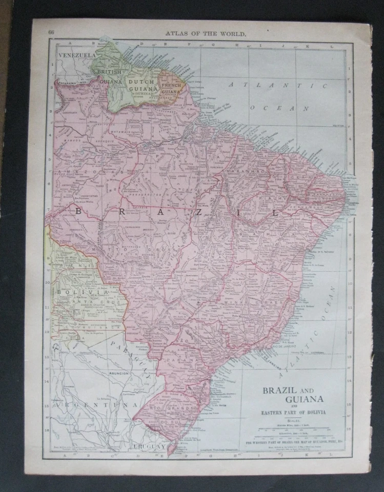 1912 Original Antigo Mapa Rand-McNally Colômbia & Venezuela e Brasil & Guianas - Imagem 3 de 4