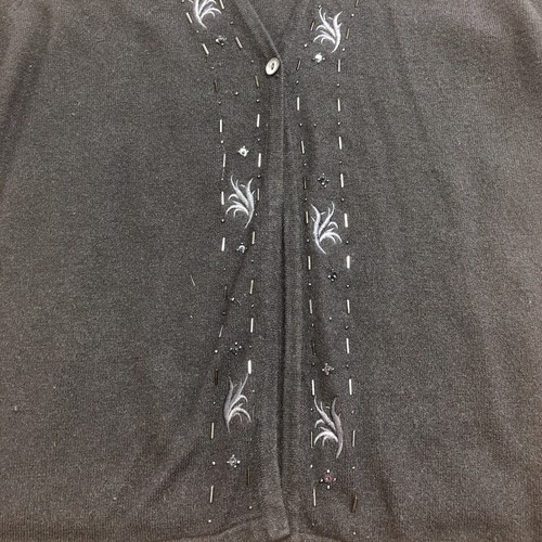Vintage Norton McNaughton Cardigan Sweater Womens M Black Beads USA Made 70s 80s - Picture 7 of 12