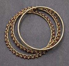 Glitter Enlay Gold Plated Bangle Boutique Bracelet 17cm S/M Wrist Set