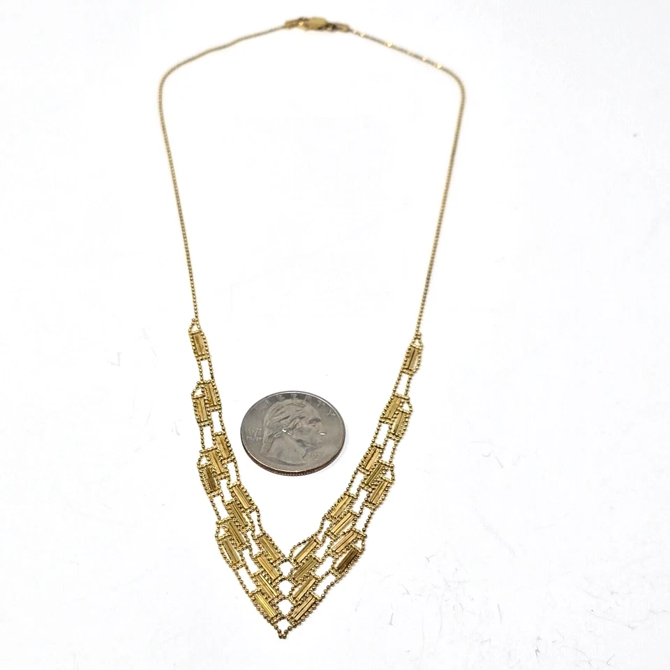 Colar Chevron Ralph Lauren Vermeil ouro 14k em corrente de prata esterlina 925 18" - Imagem 4 de 4