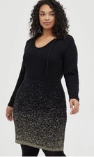 NWT TORRID Hooded Sweater Dress - Black & Gold Ombre Size 00 M/L Fitted
