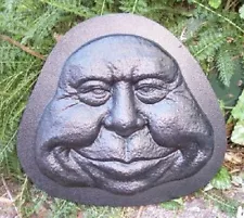 Funny face mold cement plaster casting garden close mouth mould 10" x 9" x 3/4