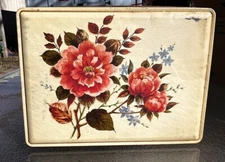 Vintage Rustic Floral Rectangular Tin Container Box Elite Made In England
