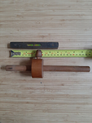 1 x Vintage Messing montiert Buche Markierungslehre Tischlerei, 1 x Vintage Wasserwaage