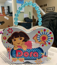 Dora The Explorer Tin Purse Beaded Handle Metal Carry Case 2010 Nickelodeon