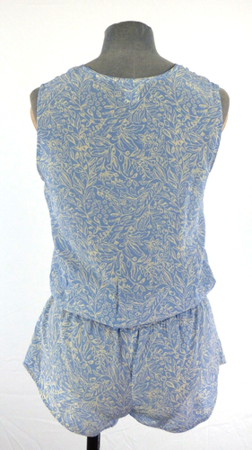 Club Monaco Silk Playsuit Sleeveless Romper Blue Floral Print Ruffle Size XS - Picture 4 of 8