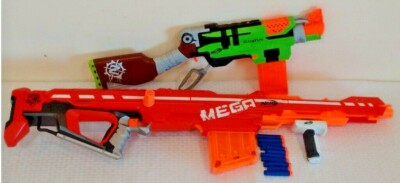 Nerf Gun Lot Foam Bullets N-Strike Elite Mega Sling Fire Bolt Action Plastic Toy