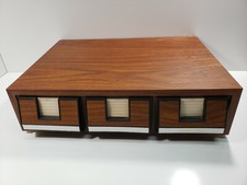Vintage Wood grain Audio 3 Drawer 42/60 Cassette Tape Holder Storage Cabinet