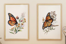 Monarch Butterly Prints, Set of 2 Art Prints, Butterflies Wall Art Decor Prints