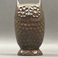 Vintage Green Brown Glaze Ceramic Owl Coin Piggy Bank MCM Retro Groovy Odd