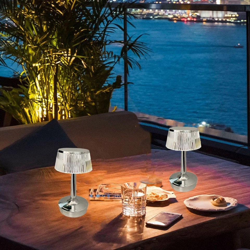 LAMPADA DA TAVOLO LED RICARICABILE TOUCH INTERNO EFFETTO CRISTALLO ARGENTO - Immagine 3 di 4