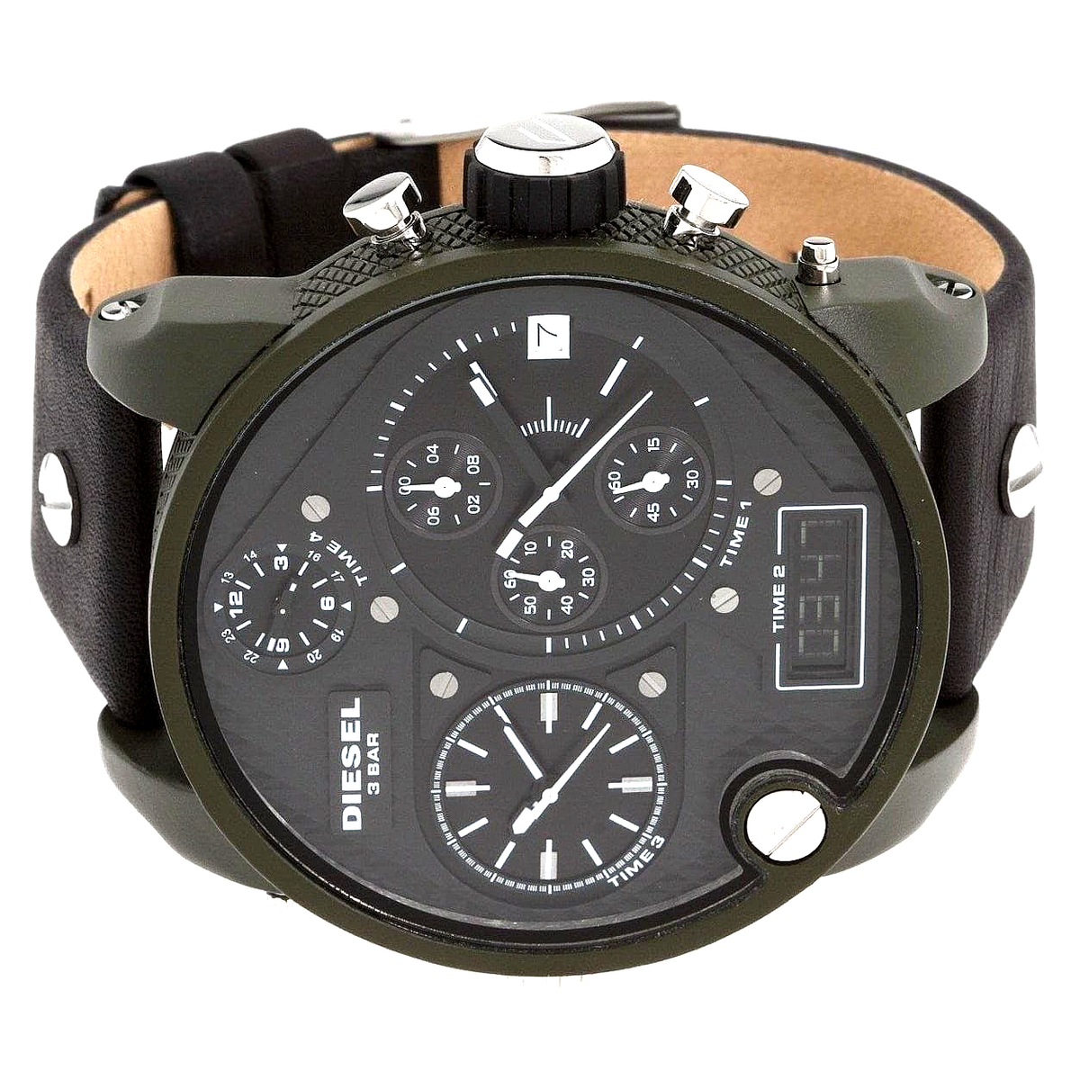 DlESEL DZ7250 Mr Daddy XXL Chronograph Watch Black Dial, Leather