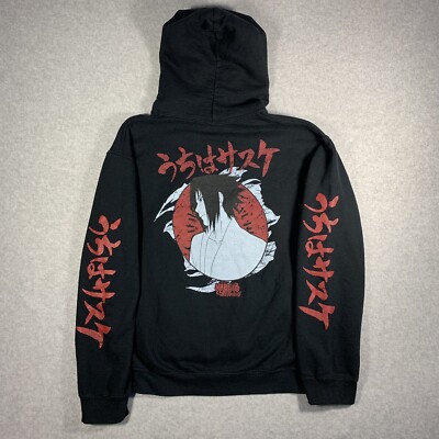 Naruto Shippuden Hoodie Men Sz S Sweatshirt Black Sasuke Uchiha 20th Anniversary eBay