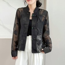Chinese Lady Jacket Jacquard Tang Suit Chiffon Cheongsam Shirt Summer Suit Coat