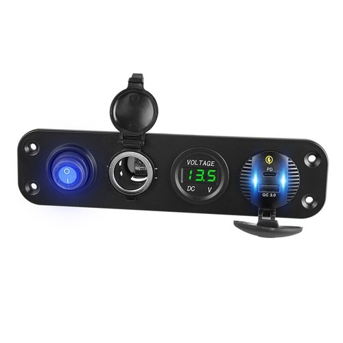 Car QC3.0 USB Type C PD Charger LED Voltmeter 12V Power Outlet ON-Off Switch - Zdjęcie 11 z 20