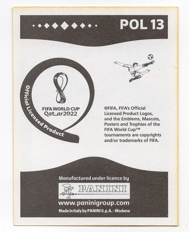 2022 Panini FIFA World Cup Sticker Gold POL13 Grzegorz Krychowiak