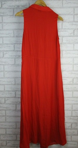 Witchery 8? Maxi dress orange collared button front drawstring waist - Picture 7 of 11