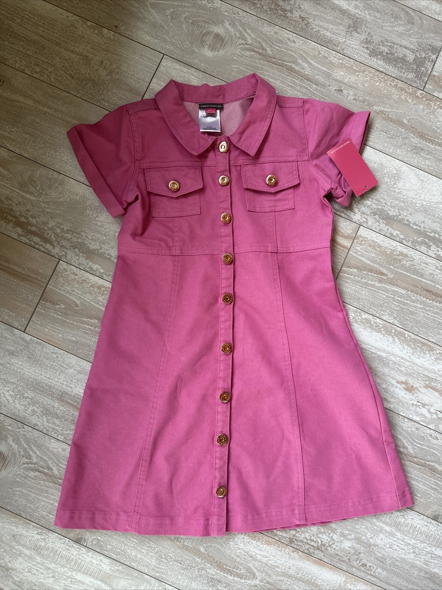 Vince Camuto Girls Pink Denim Shirt Dress Size 7 NWT | eBay