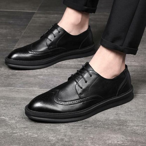 Mens Lace Up Faux Leather Brogues 