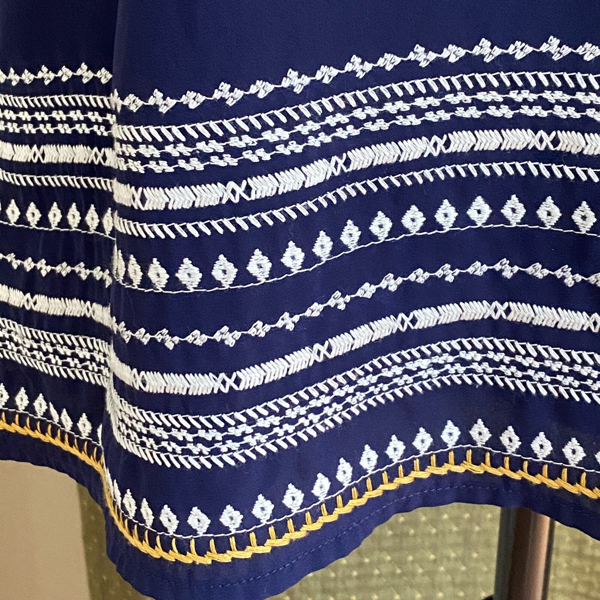 THML Navy Chana Summer Dress V-Neck Embroidered Sleeveless Shift Lined XS |  eBay