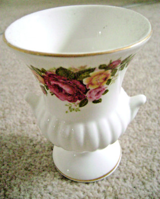 Fine Bone China England Porzellan Blumen Vase, Cottage Rose.