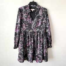 Ted Baker Duclin Floral Bird Print Dress Black 2 equals US 6