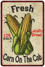Fresh Corn on the Cob Kitchen Vintage Look Chic Sign Pantry Farm 108120020064