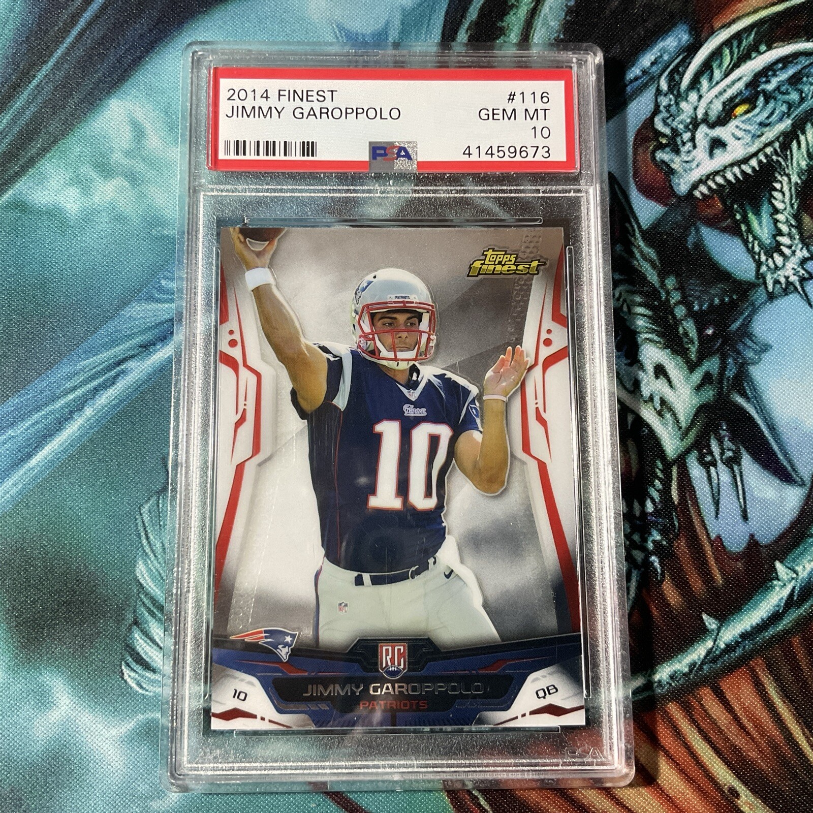 2014 TOPPS FINEST FOOTBALL Jimmy Garoppolo RC Rookie PSA 10 GEM view 2