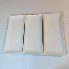 Small Serving Platters Set of 3 White Rectangle Microwave Dishwasher Oven Safe