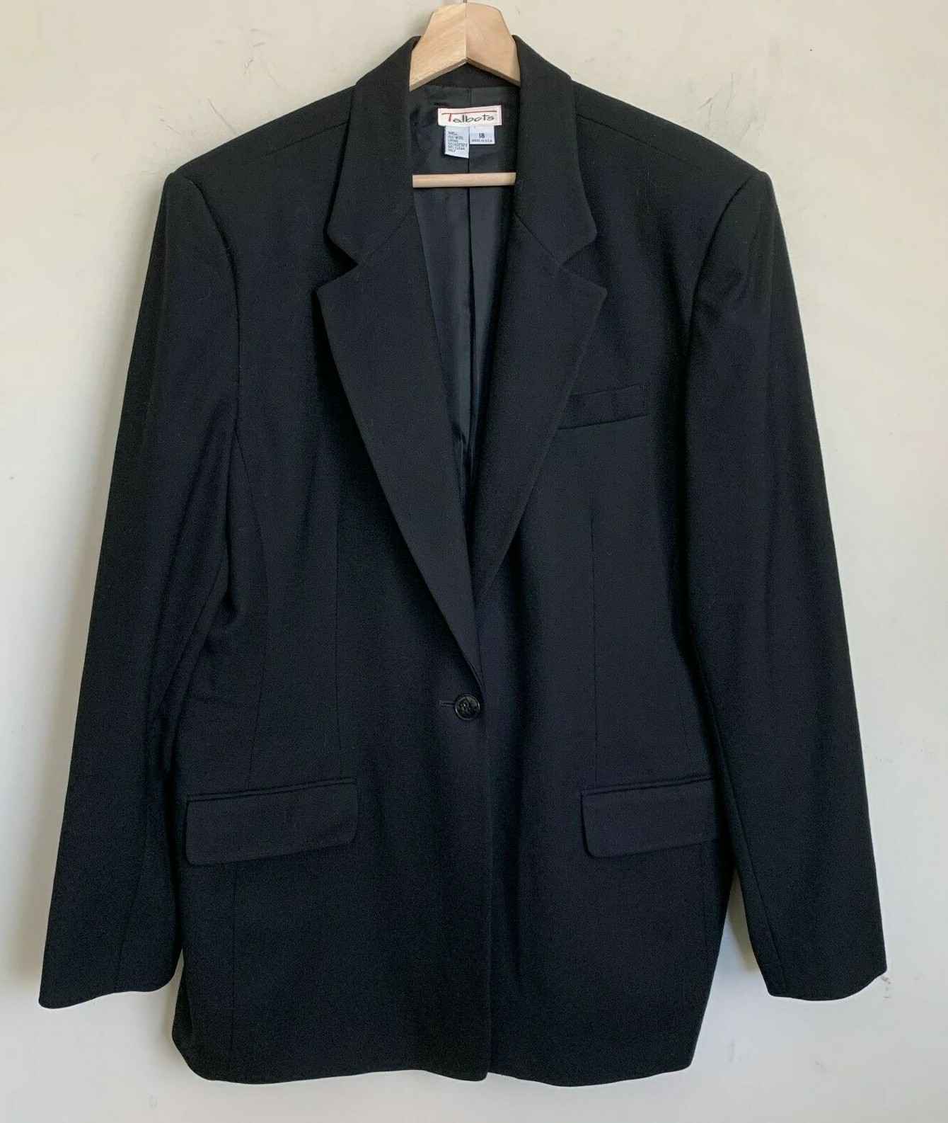 Talbots Jacket Black Wool Collared Buttons Pocket… - image 1