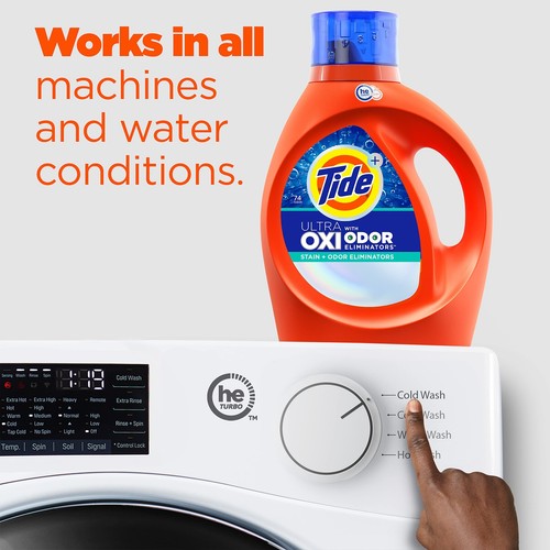Tide Ultra Oxi Liquid Laundry Detergent 115 Fl Oz Eliminates Stains Odors - Picture 4 of 5