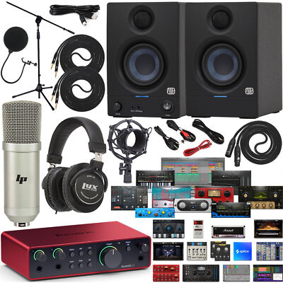 Focusrite Scarlett 2i2 4th Gen USB Audio Interface Kit W/Software & Accessories