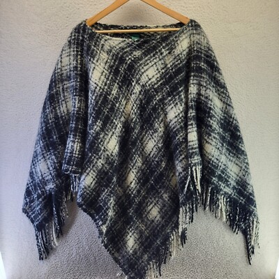 Lauren Ralph Lauren Womens Gray Plaid Fringe Trim Southwest