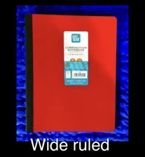 pen+gear composition book 80 Sheets Durable POLY Cover, WIDE RULED, Color Red