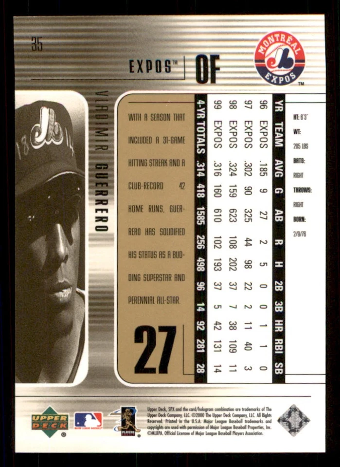 2000 SPx #35 Vladimir Guerrero - Image 2 of 2