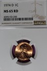 1974 D NGC 1C MS65RD LINCOLN MEMORIAL CENT #B52492 — photo 1