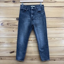 Levis Wedgie Jeans 28 Black Wash Button Fly Stretch Straight Leg High Rise B80