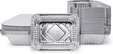 (120 Pack) Premium 1.5-LB Takeout Pans with Lids L Medium 7" X 5" X 2" L Heavy D