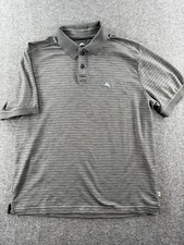 Tommy Bahama Men's Short Sleeve Gray Striped Coal Polo Shirt Size Medium