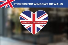 'Proud To Be British' Union Jack Flag Heart Window and Wall Stickers