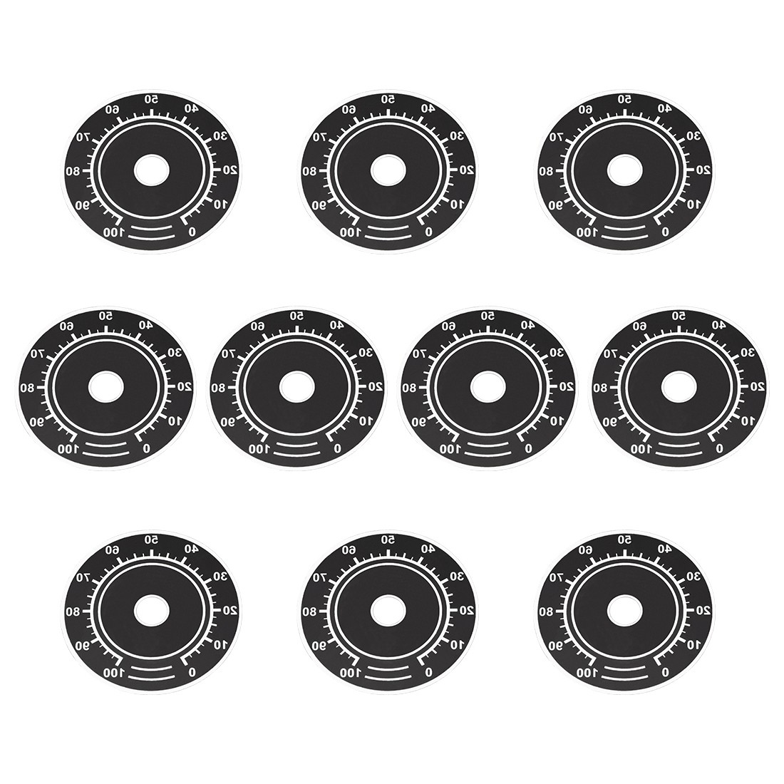 10 x Control 0-100 Dial Face Plate Fit for Rheostat Potentiometer Aluminum Plate