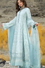 Pakistani original designer Asim Jofa Aqua ice blue shades suit