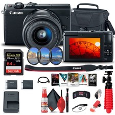 Canon EOS M100 Mirrorless Digital Camera with 15-45mm Lens (2209C011) + More