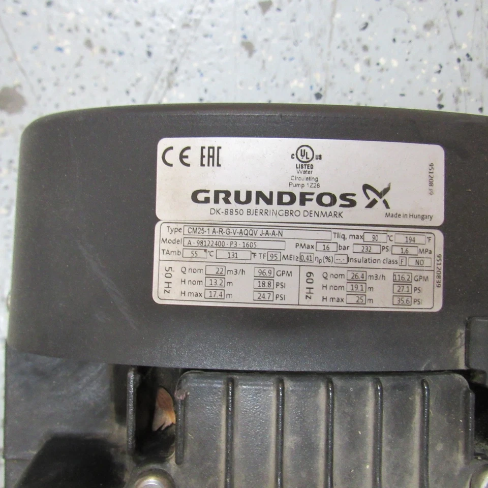 GRUNDFOS CENTRIFUGAL PUMP 380 480 CM25-1 A-R-G-V-AQQV J-A-A-N ML100BB-J-D2-CML3A - Image 3 of 4