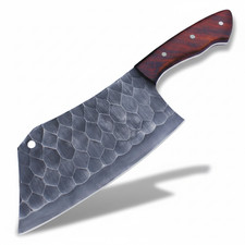 SHARD Hand Forged Carbon Steel Meat Cleaver | 7.5" Chef Butcher Knife with Wood