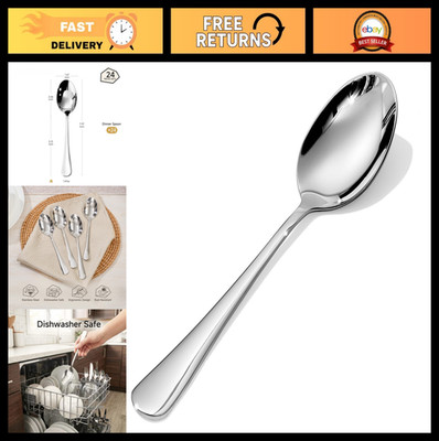 24 Pcs Stainless Steel Dinner Spoons Set | Mirror Polished, Dishwasher Safe, Par