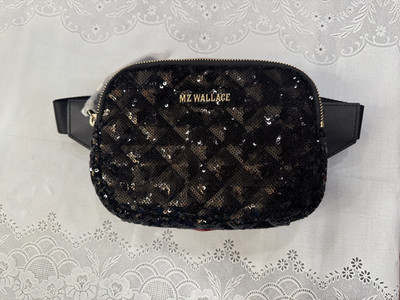 MZ Wallace NWT Madison Belt Bag Ice Sequin Quilted Crossbody Waist Fanny Pack