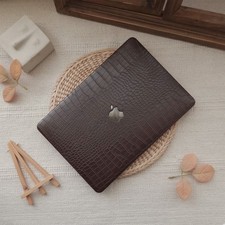 Hard Shell Deep Brown Crocodile Grain Case Cover For Apple MacBook Anti-Scratch