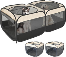 2-In-1 Pop up Puppy Playpen, Detachable into 2 Separate Pens with Additional Doo