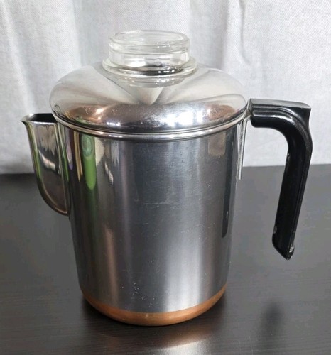 Vintage Revere Ware 1801 5 Cup Percolator Coffee Pot Copper Bottom USA COMPLETE